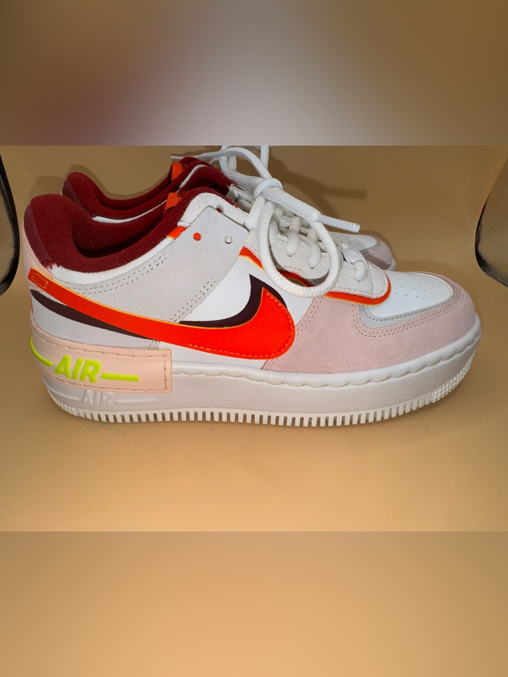 Nike Air Force 1 Shadow White Crimson Tint Bright Mango Sneakers Women 7 /M 5.5 - Picture 7 of 17